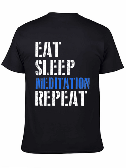 Eat Sleep Meditation Repeat Graphic T-Shirt