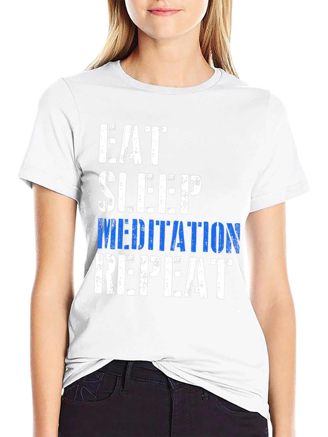 Eat Sleep Meditation Repeat Graphic T-Shirt