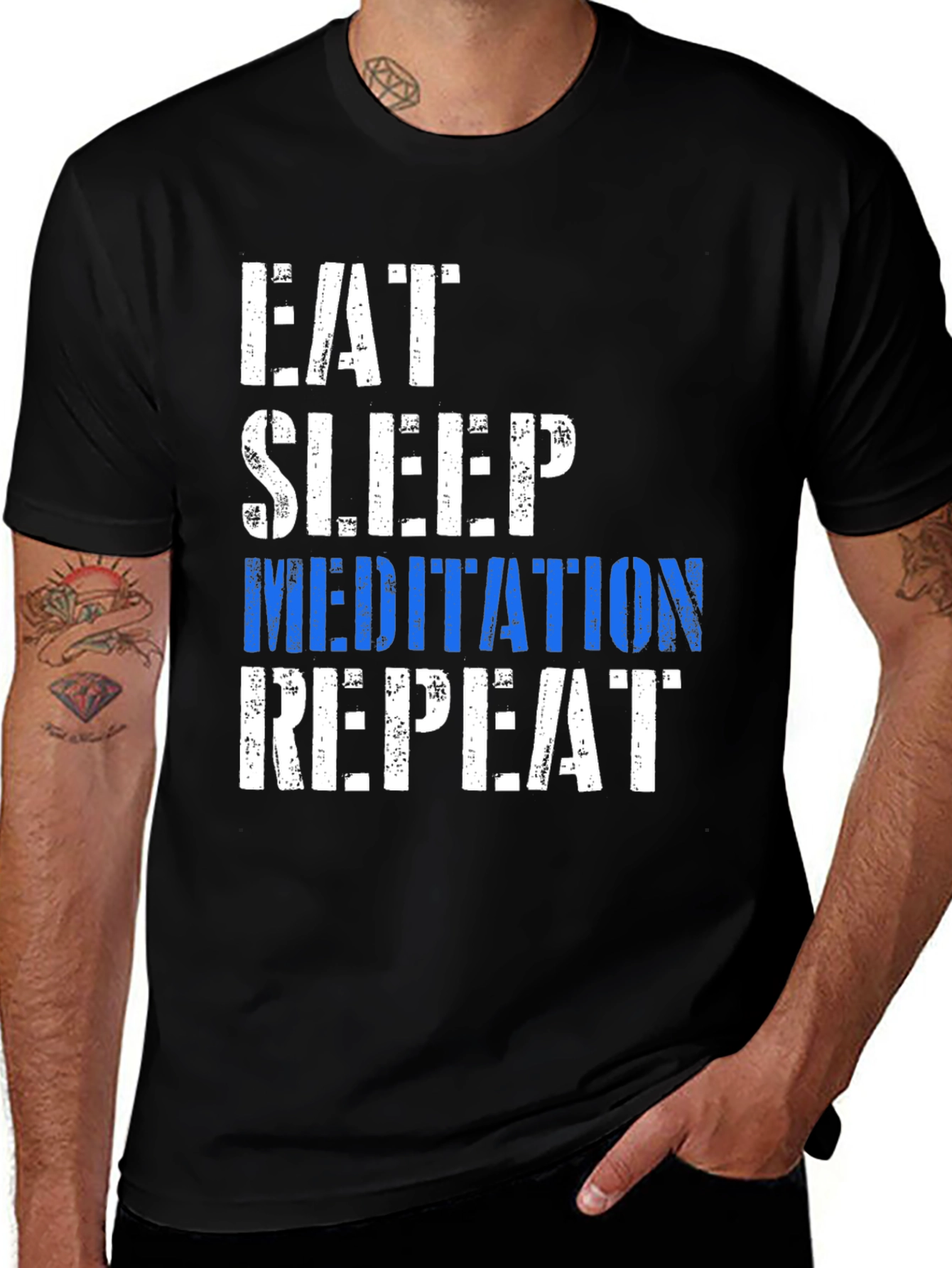 Eat Sleep Meditation Repeat Graphic T-Shirt