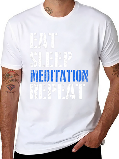 Eat Sleep Meditation Repeat Graphic T-Shirt