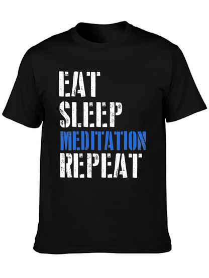 Eat Sleep Meditation Repeat Graphic T-Shirt