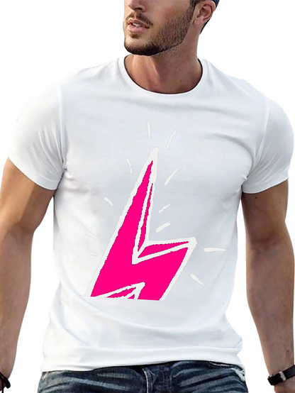 Lightning Bolt Graphic Tee - Bold Pink Design