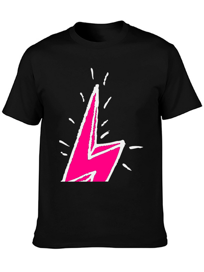 Lightning Bolt Graphic Tee - Bold Pink Design