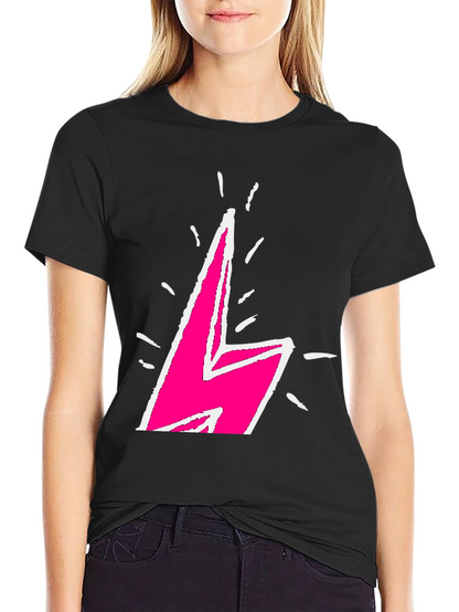Lightning Bolt Graphic Tee - Bold Pink Design
