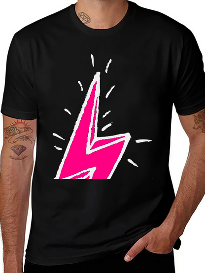 Lightning Bolt Graphic Tee - Bold Pink Design