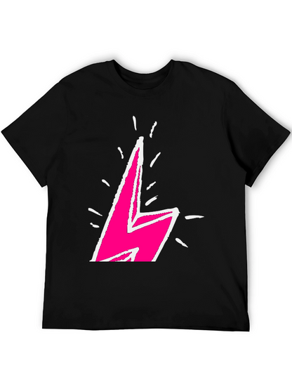 Lightning Bolt Graphic Tee - Bold Pink Design