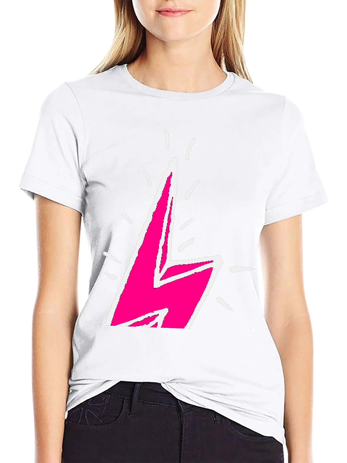 Lightning Bolt Graphic Tee - Bold Pink Design