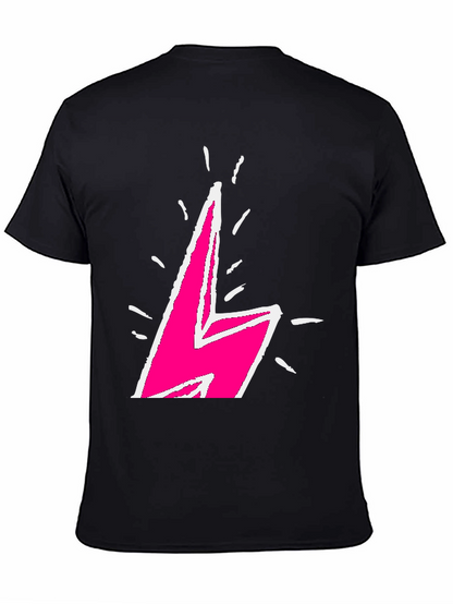 Lightning Bolt Graphic Tee - Bold Pink Design