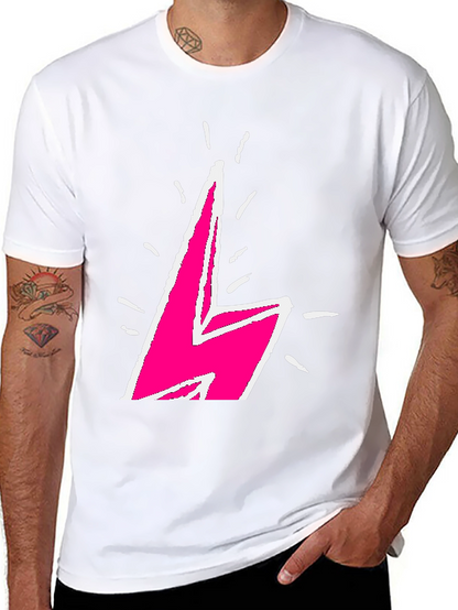 Lightning Bolt Graphic Tee - Bold Pink Design