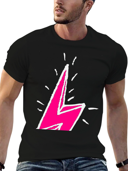 Lightning Bolt Graphic Tee - Bold Pink Design