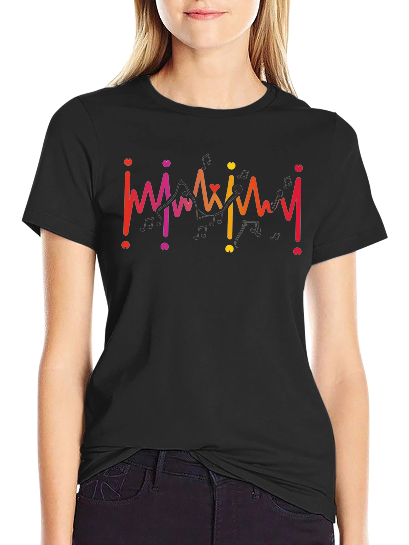 Musical Heartbeat T-Shirt - Black