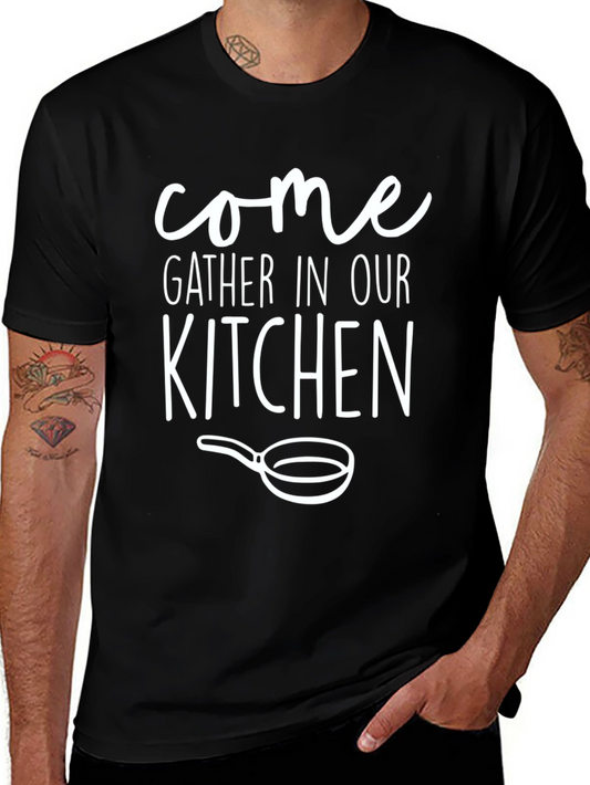 Come Gather In Our Kitchen Black Graphic Tee