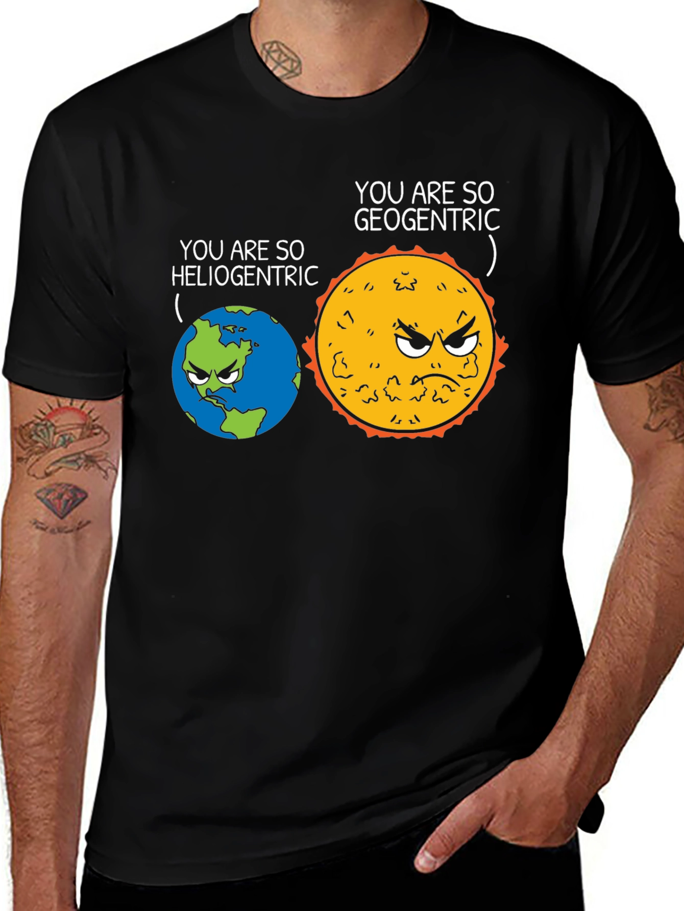 Funny Heliocentric vs Geocentric Science T-Shirt