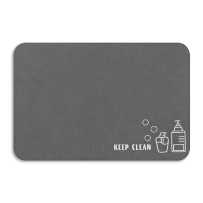 Keep Clean Bathroom Slogan Graphic Diatomite Bath Mat