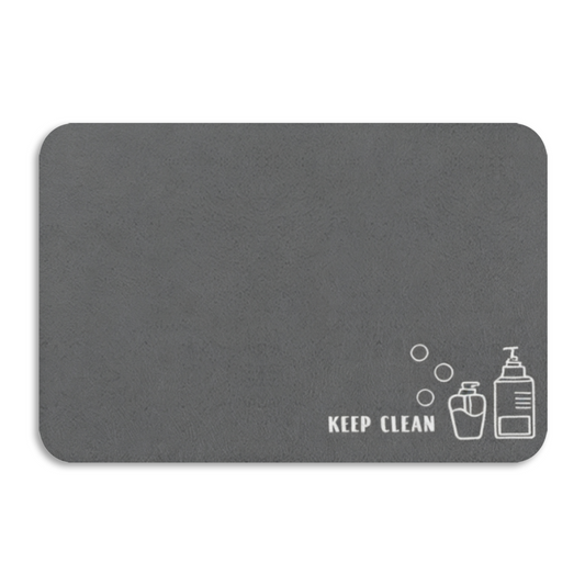 Keep Clean Bathroom Slogan Graphic Diatomite Bath Mat