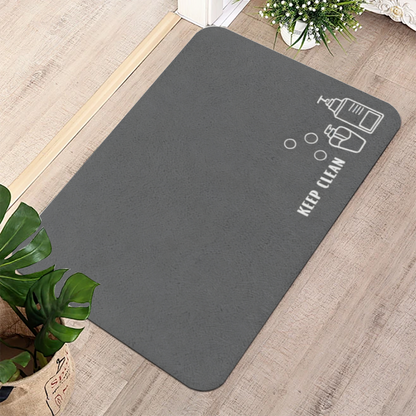 Keep Clean Bathroom Slogan Graphic Diatomite Bath Mat