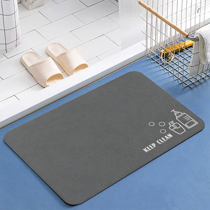 Keep Clean Bathroom Slogan Graphic Diatomite Bath Mat