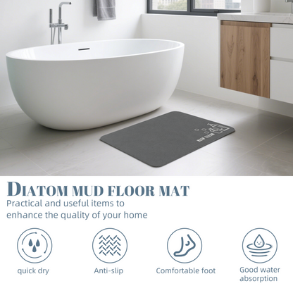Keep Clean Bathroom Slogan Graphic Diatomite Bath Mat