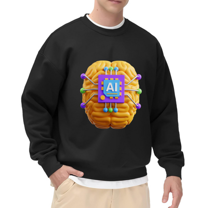 AI Brain Chip Sweatshirt - 3D Artificial Intelligence Brain Crewneck, Tech Machine Learning Pullover, Futuristic Computer Science Sweatshirt, Programmer Nerd Gift Top