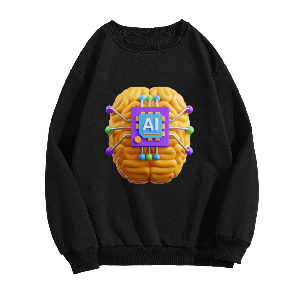 AI Brain Chip Sweatshirt - 3D Artificial Intelligence Brain Crewneck, Tech Machine Learning Pullover, Futuristic Computer Science Sweatshirt, Programmer Nerd Gift Top