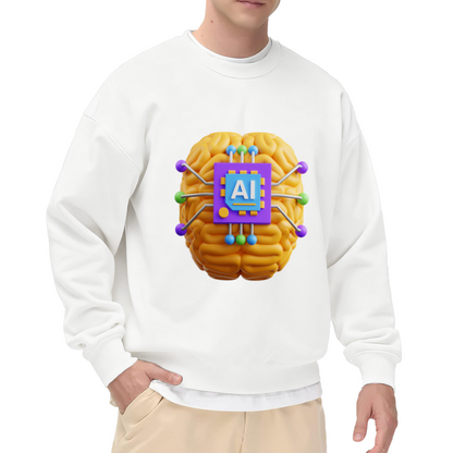 AI Brain Chip Sweatshirt - 3D Artificial Intelligence Brain Crewneck, Tech Machine Learning Pullover, Futuristic Computer Science Sweatshirt, Programmer Nerd Gift Top