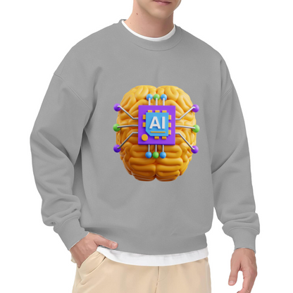 AI Brain Chip Sweatshirt - 3D Artificial Intelligence Brain Crewneck, Tech Machine Learning Pullover, Futuristic Computer Science Sweatshirt, Programmer Nerd Gift Top