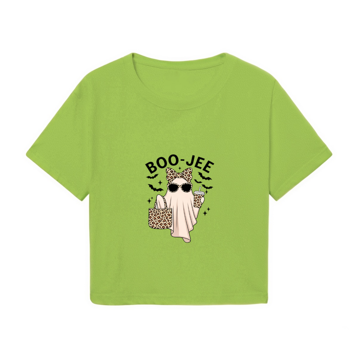 Boo?Jee Leopard Ghost Spooky Halloween Vibes Crop Top