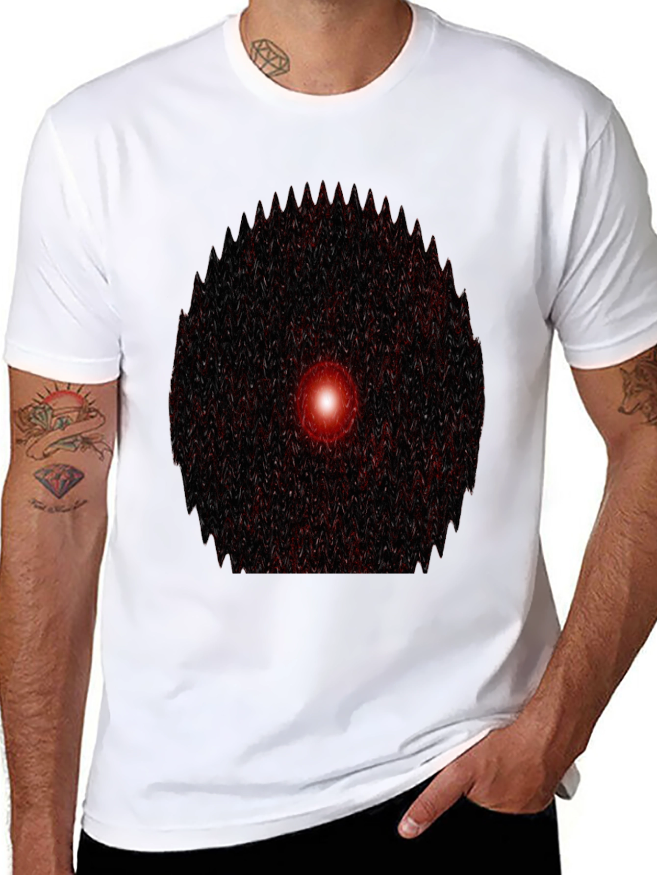 Abstract Red Eye Graphic Print Black T-Shirt