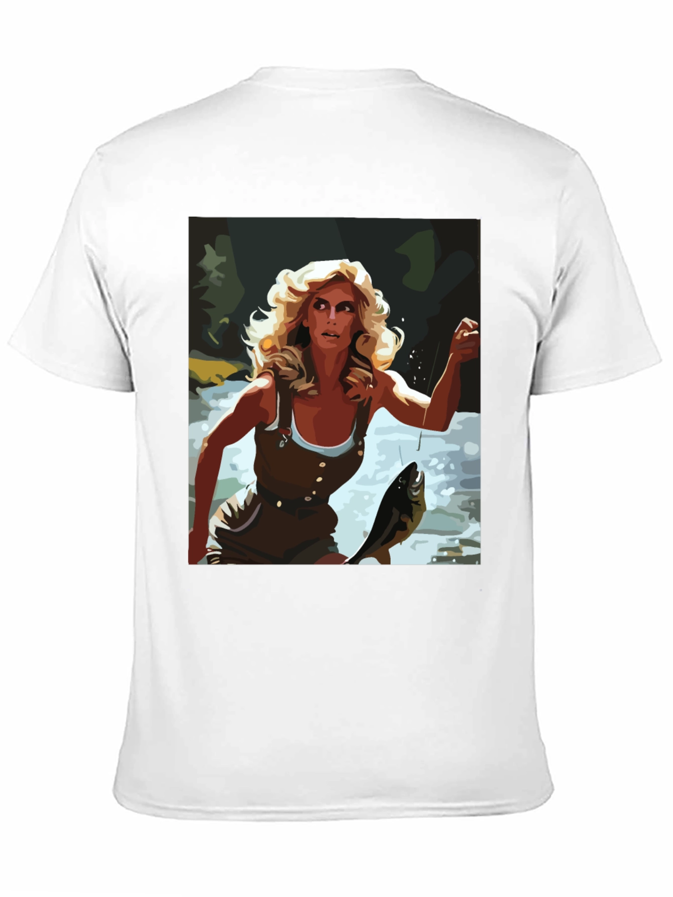 Fishing Woman Graphic Tee - Black Casual Shirt