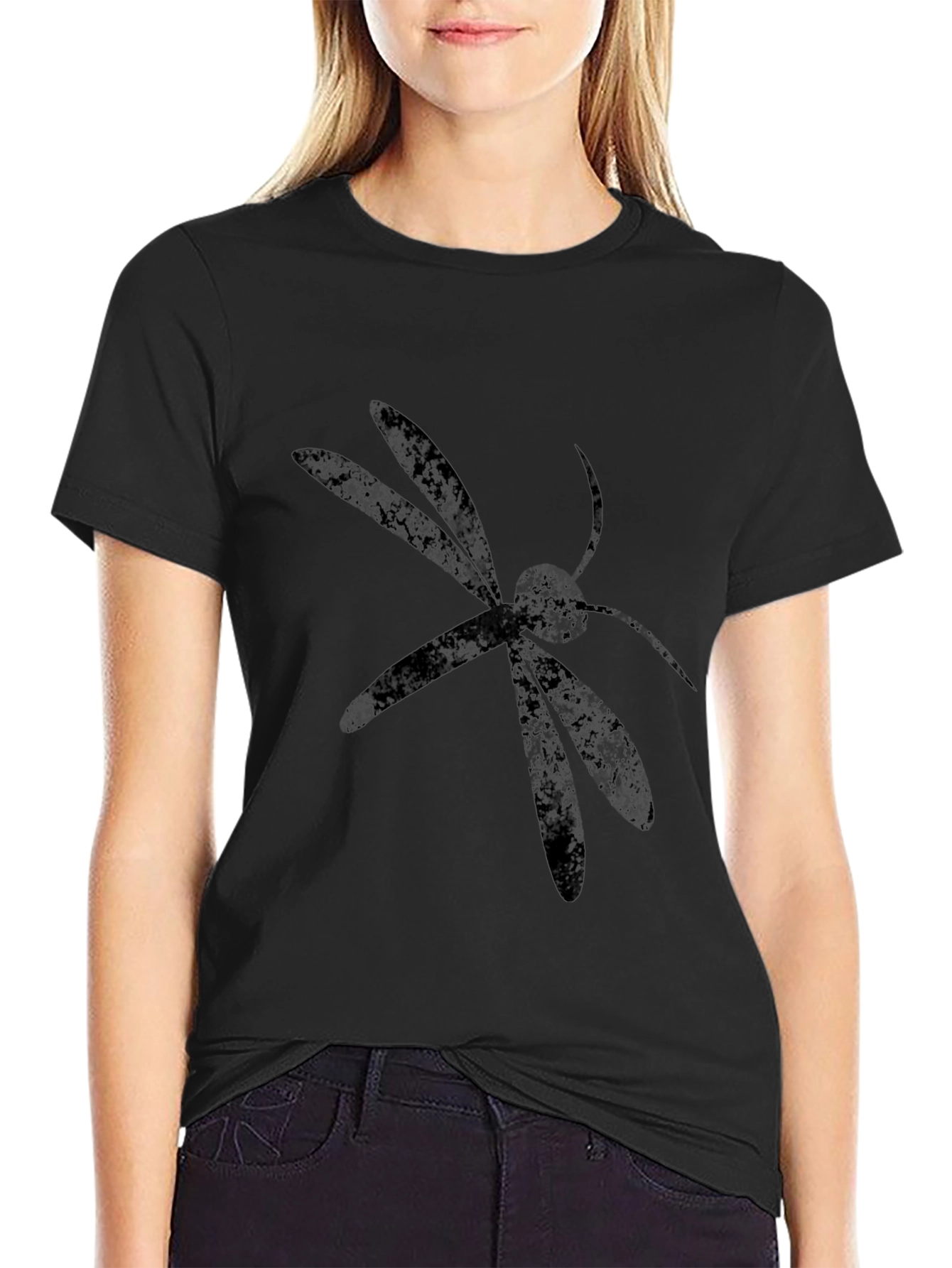 Black Dragonfly Graphic Tee - Modern Insect Design