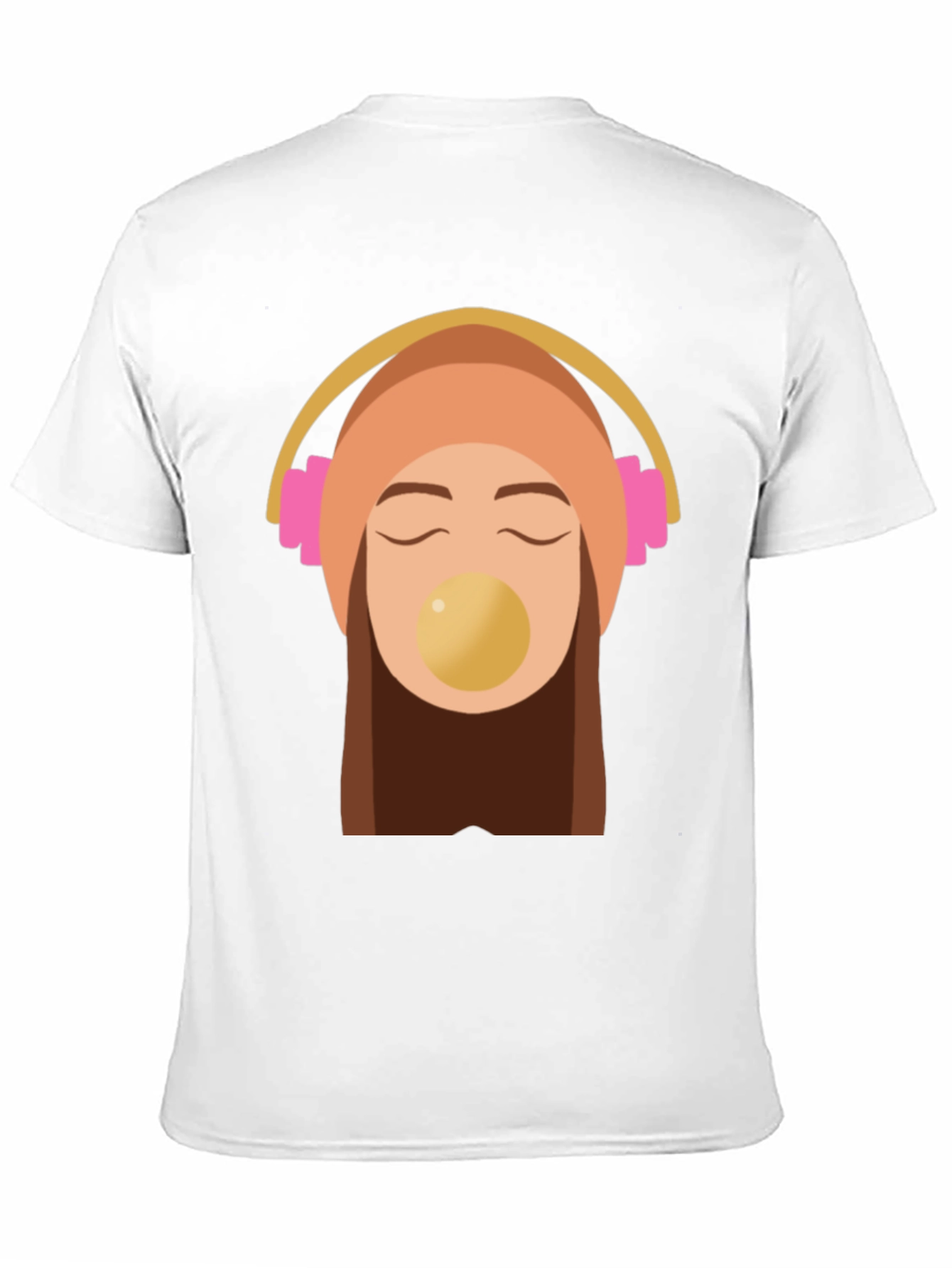 Trendy Black Tee with Headphone Girl Graphic