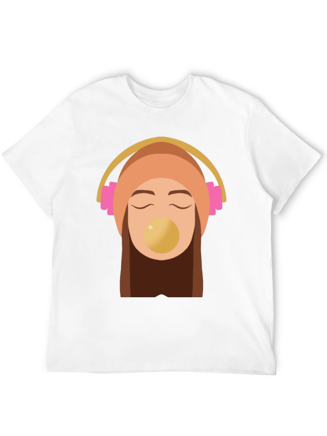 Trendy Black Tee with Headphone Girl Graphic