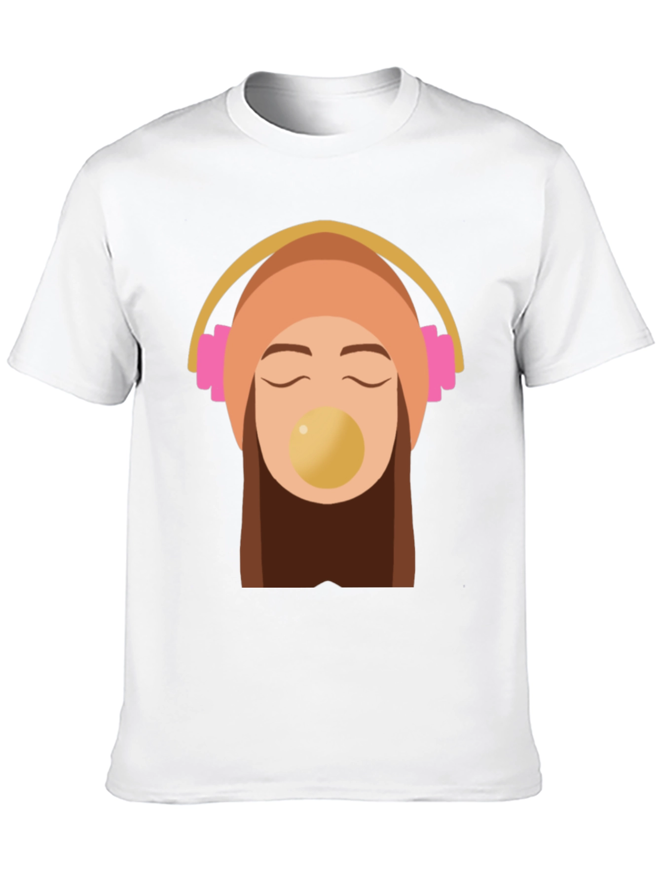 Trendy Black Tee with Headphone Girl Graphic