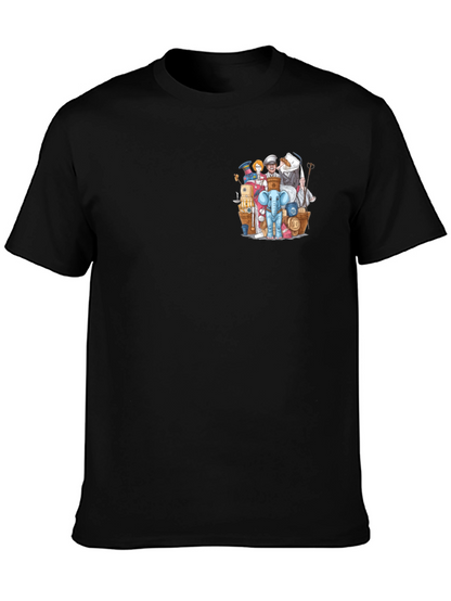 Quirky Cartoon Chest Print T-Shirt