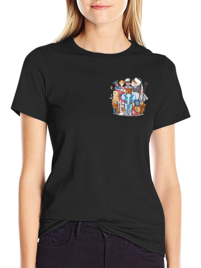 Quirky Cartoon Chest Print T-Shirt