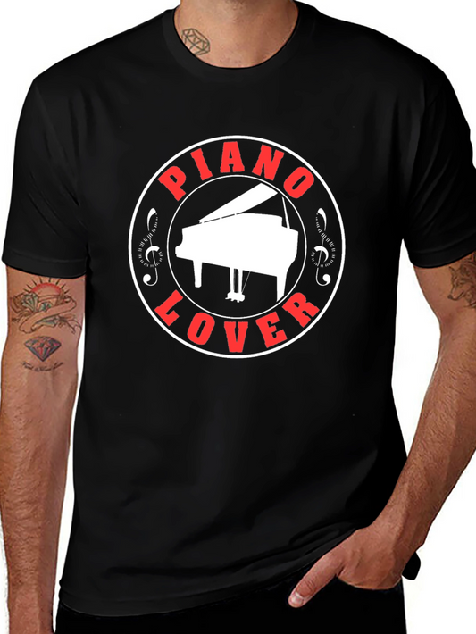 Piano Lover Graphic Tee - Black Cotton T-Shirt