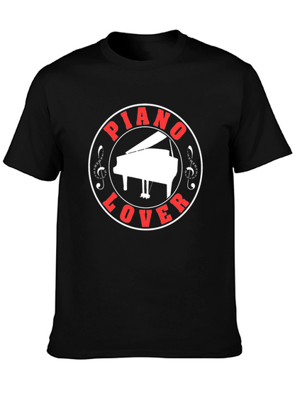 Piano Lover Graphic Tee - Black Cotton T-Shirt