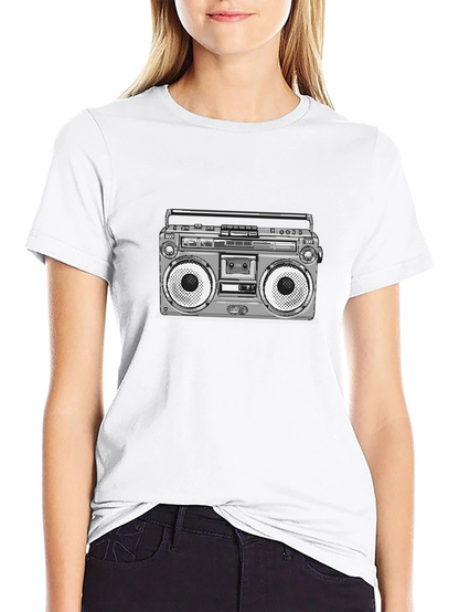 Retro Boombox Graphic T-Shirt - Classic Style