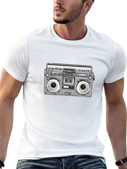 Retro Boombox Graphic T-Shirt - Classic Style