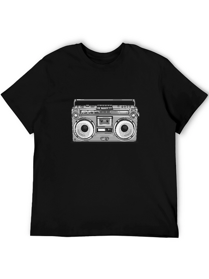 Retro Boombox Graphic T-Shirt - Classic Style