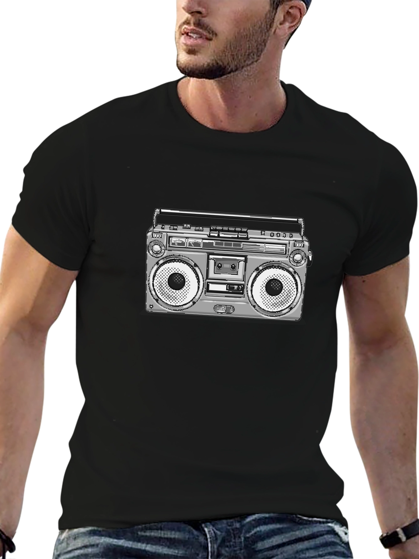 Retro Boombox Graphic T-Shirt - Classic Style
