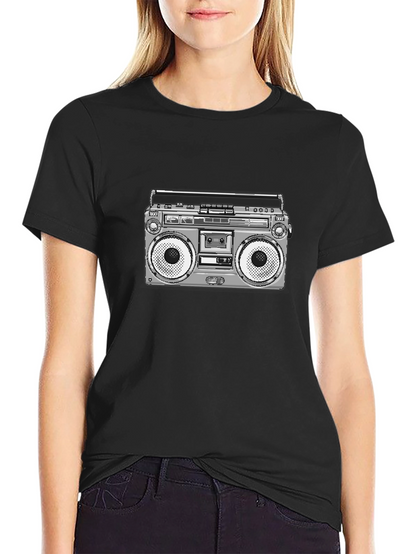 Retro Boombox Graphic T-Shirt - Classic Style