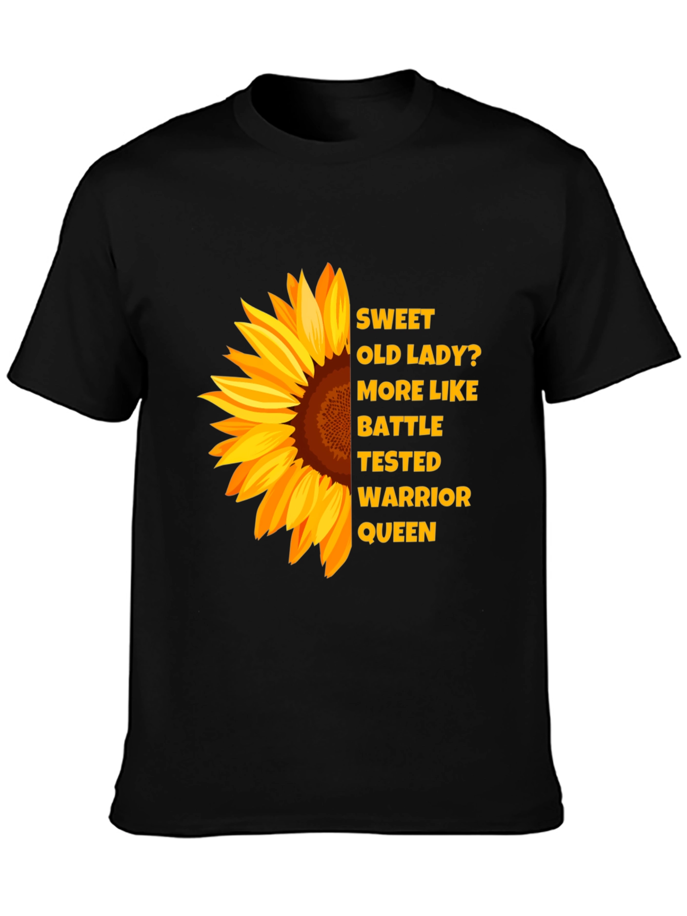 Sunflower Warrior Queen Black T-Shirt
