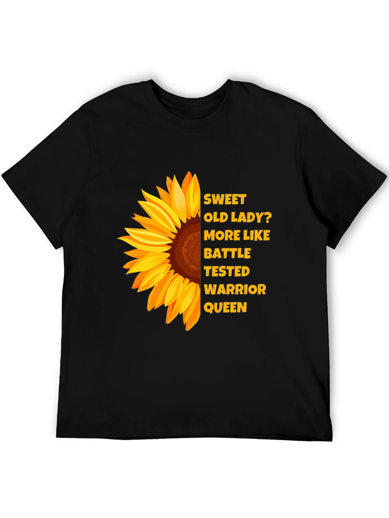 Sunflower Warrior Queen Black T-Shirt