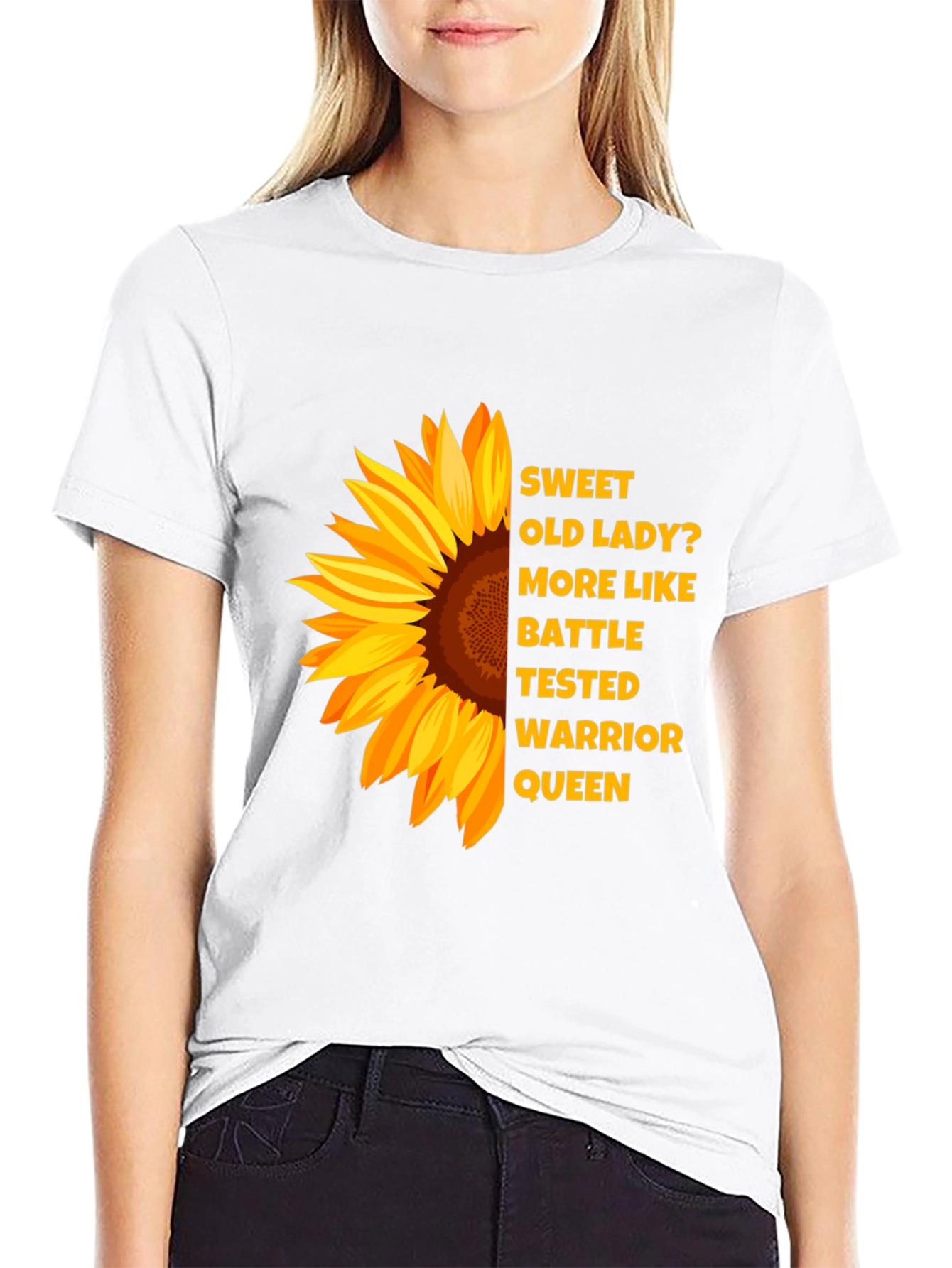 Sunflower Warrior Queen Black T-Shirt