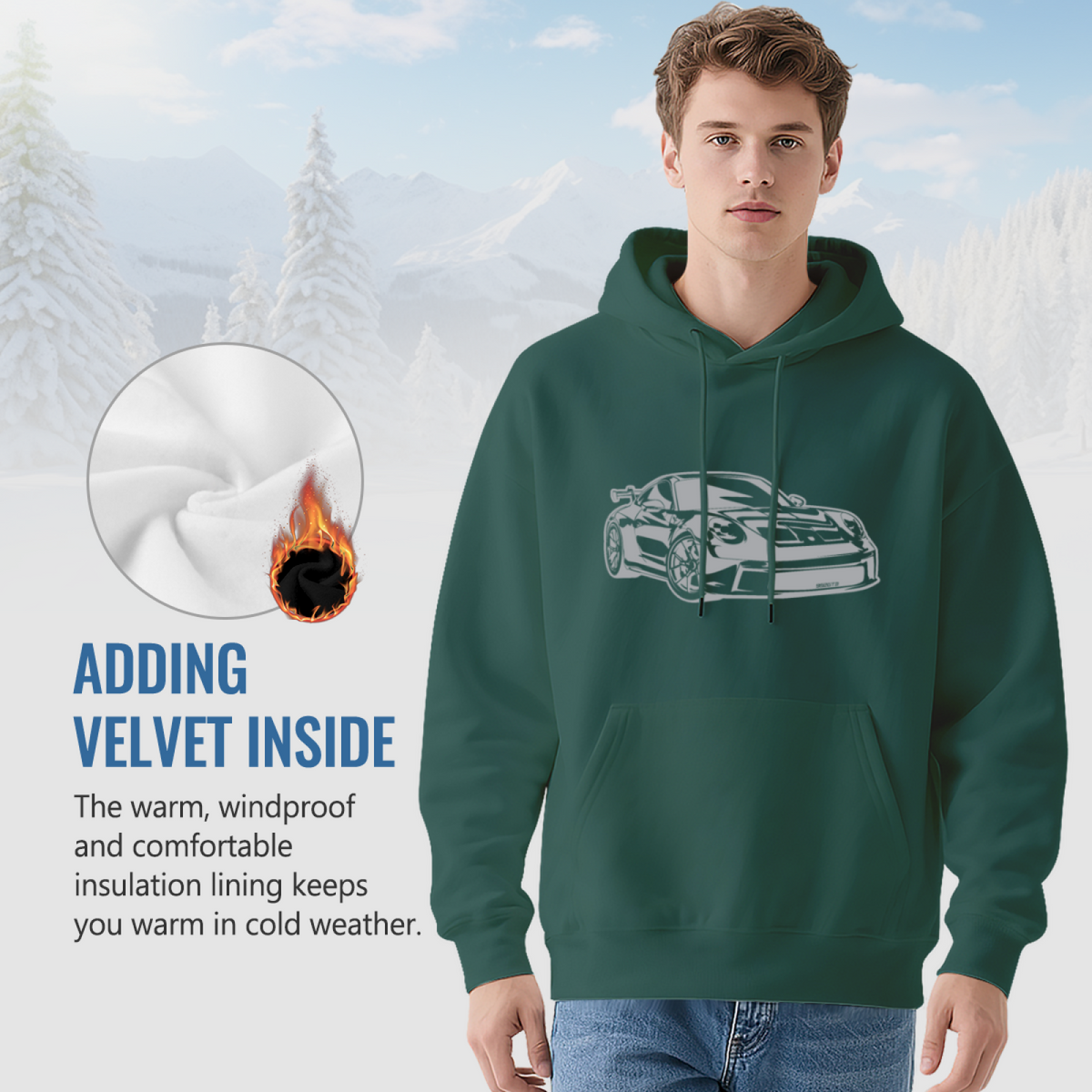 Porsche 911 GT2 RS Stylized Line Art Hoodie