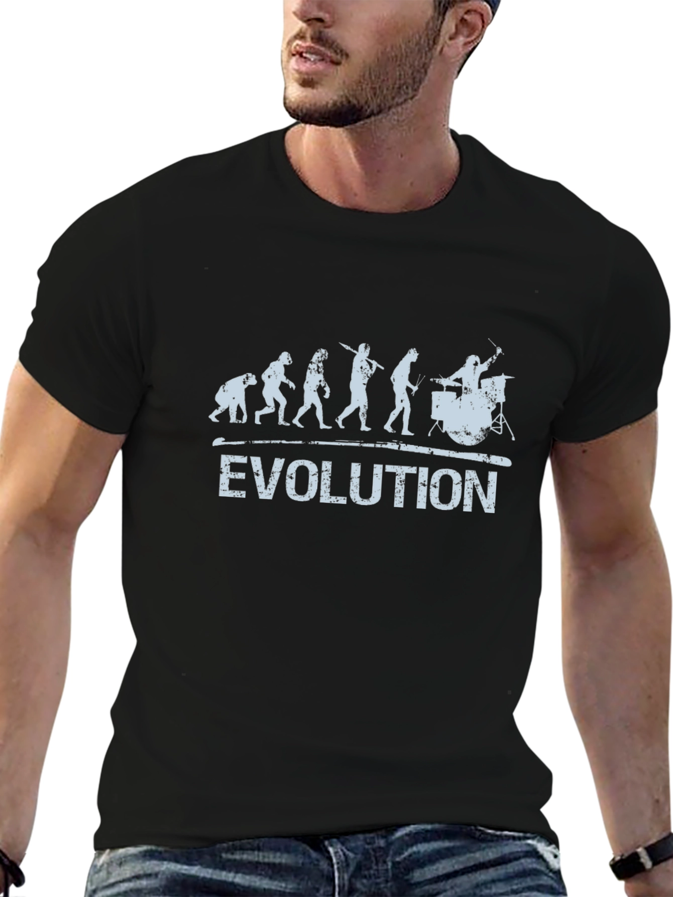Evolution of Drummer T-Shirt - Black Cotton Tee