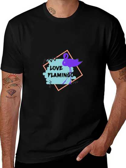 Love Flamingo Graphic Tee - Stylish Black T-Shirt