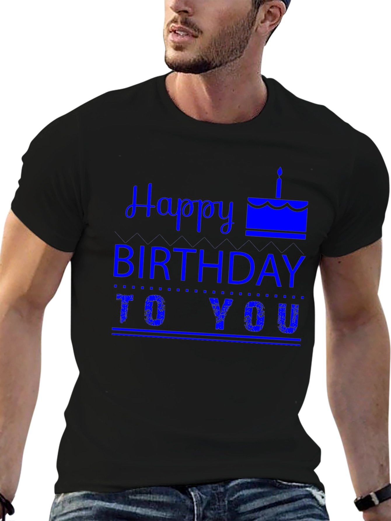 Happy Birthday Graphic Tee - Mens Black T-Shirt