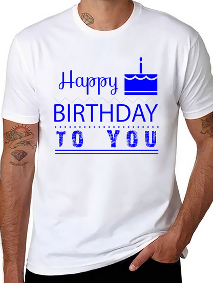 Happy Birthday Graphic Tee - Mens Black T-Shirt